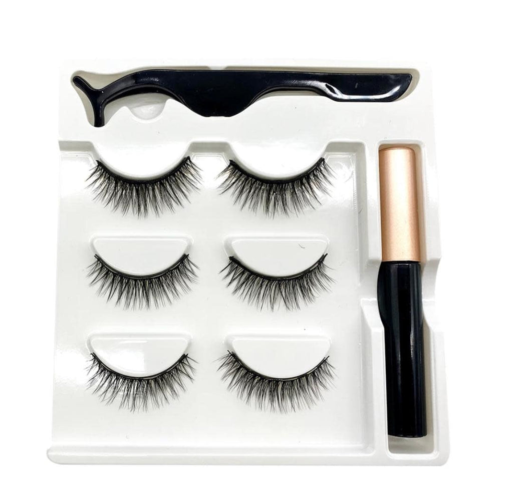 714 - 3  MAGNETIC LASHES 1 EYELINER AND 1 LASH APPLICATOR VARIOUS SIZES - Le'Host Hair & Wigs